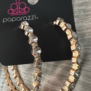 paparazzi Gold-Tone Crystal Hoop Earrings